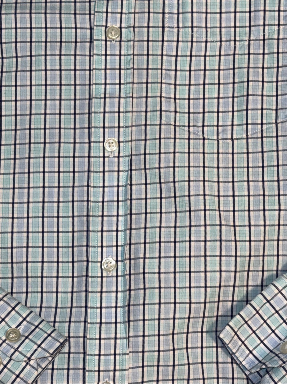 Men’s medium slim fit button down dress shirt. Size medium 15-15 1/2. Blue plaid - Picture 4 of 4